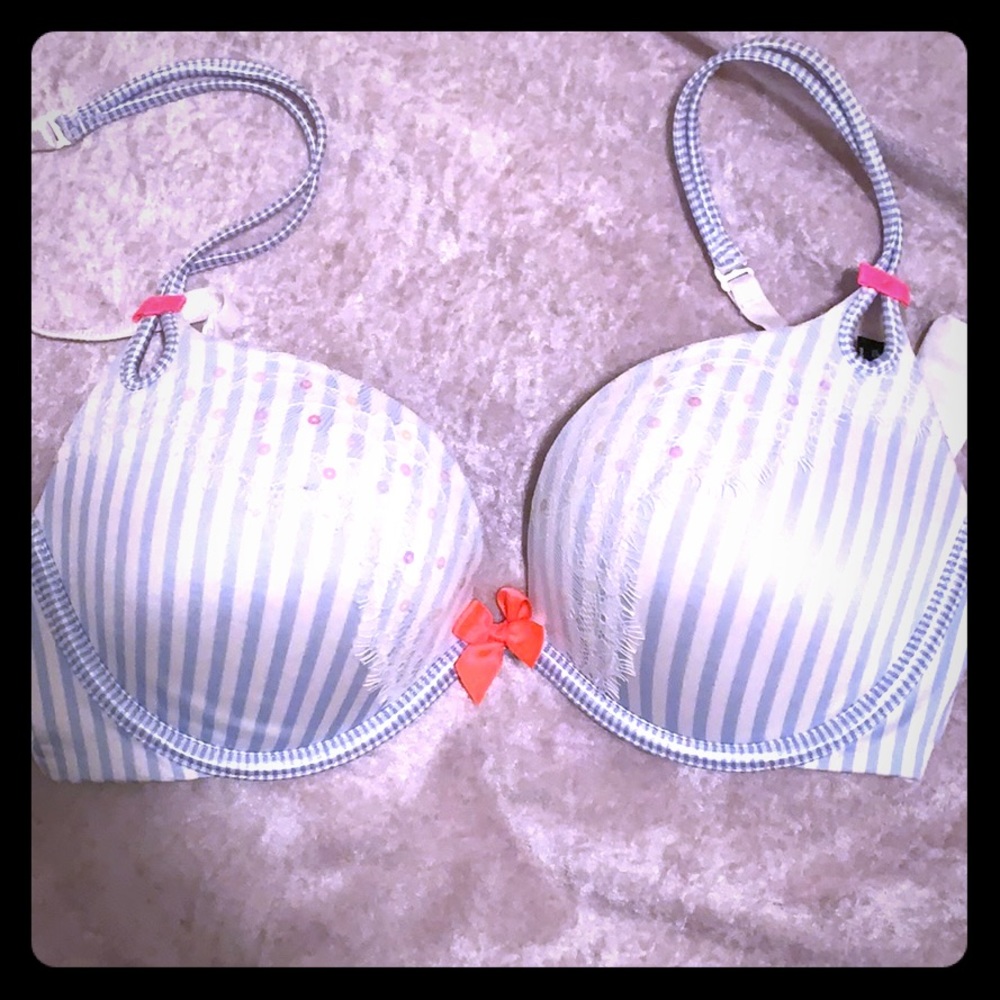 Striped push up bra